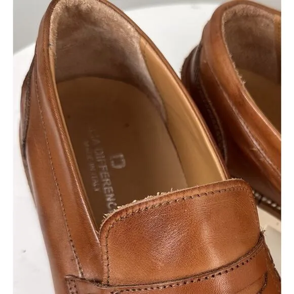 Italia Difference Loafers Dress Shoes Men's Sz. 44 (10.5) Brown Italian Leather