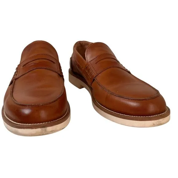 Italia Difference Loafers Dress Shoes Men's Sz. 44 (10.5) Brown Italian Leather