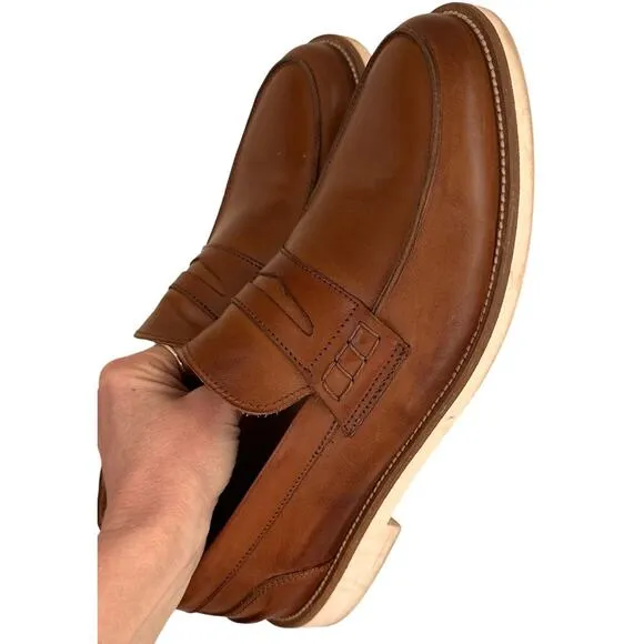 Italia Difference Loafers Dress Shoes Men's Sz. 44 (10.5) Brown Italian Leather
