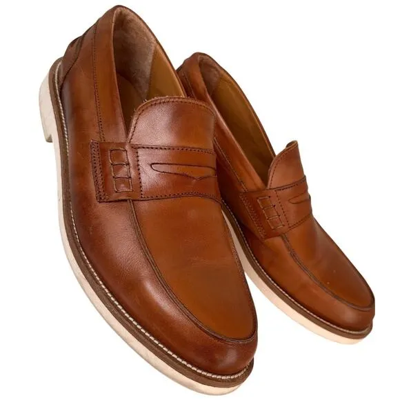 Italia Difference Loafers Dress Shoes Men's Sz. 44 (10.5) Brown Italian Leather