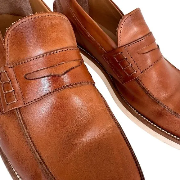 Italia Difference Loafers Dress Shoes Men's Sz. 44 (10.5) Brown Italian Leather