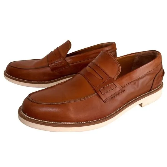 Italia Difference Loafers Dress Shoes Men's Sz. 44 (10.5) Brown Italian Leather