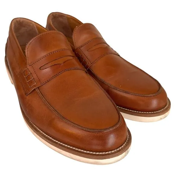 Italia Difference Loafers Dress Shoes Men's Sz. 44 (10.5) Brown Italian Leather