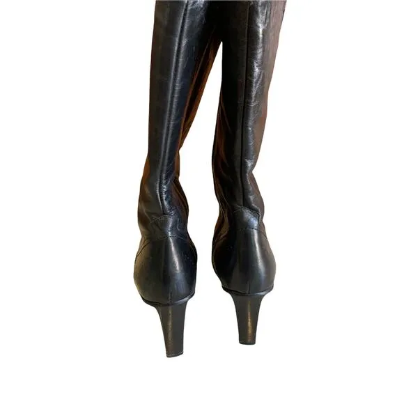 Italian designer Davos Leather Shearling Lined Heeled Boots 41 (fits like a 10)
