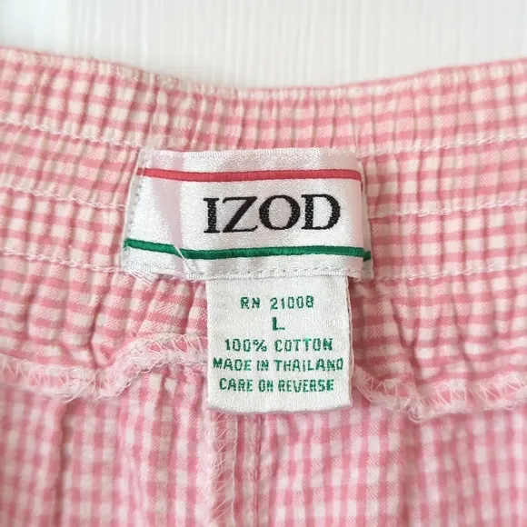 Izod 90's Vintage Gingham Preppy Pleated High Waisted Wide Leg Shorts Pink Large