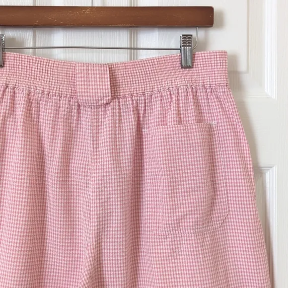 Izod 90's Vintage Gingham Preppy Pleated High Waisted Wide Leg Shorts Pink Large