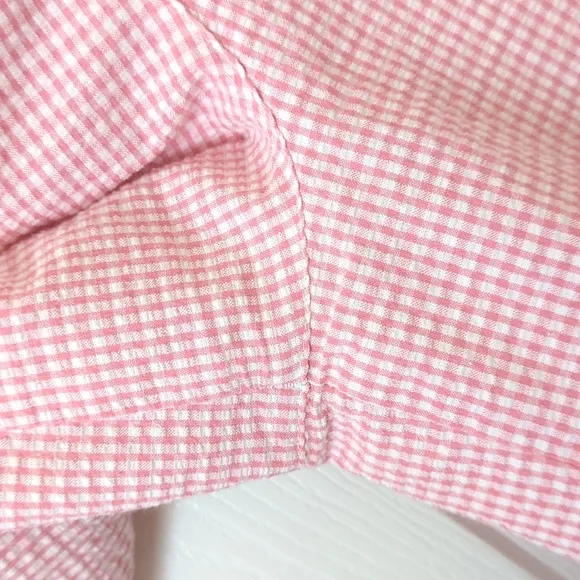 Izod 90's Vintage Gingham Preppy Pleated High Waisted Wide Leg Shorts Pink Large