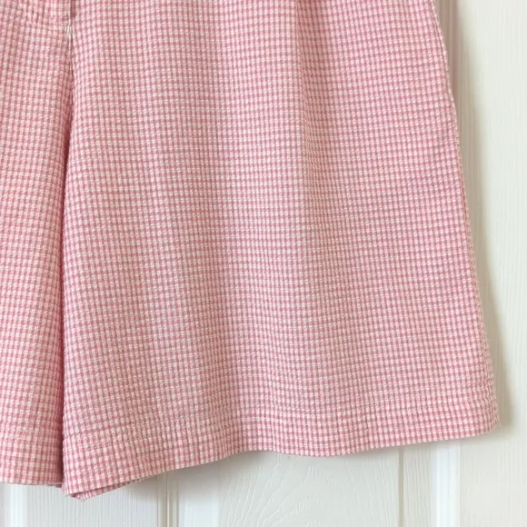 Izod 90's Vintage Gingham Preppy Pleated High Waisted Wide Leg Shorts Pink Large