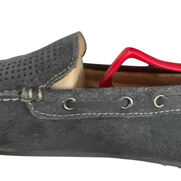J &amp; M Sullivan Perforated Black Suede Drivers Loafers Casual Slippers Men's 8.5