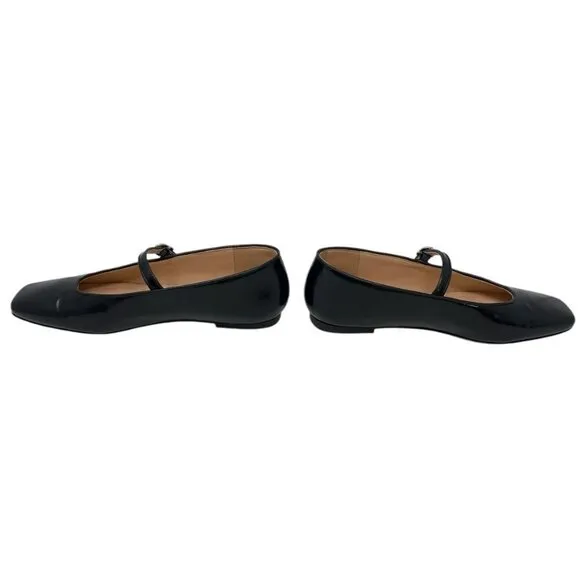 J Crew Anya Black Leather Mary Jane Flats Square Toe Buckle - Women SZ 6.5 $170