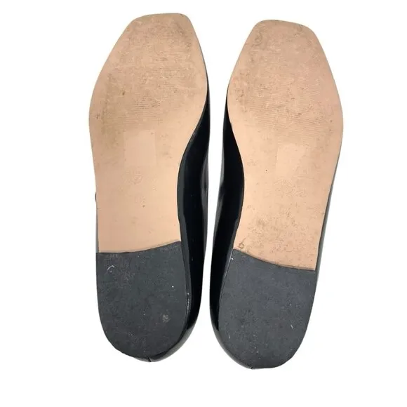 J Crew Anya Black Leather Mary Jane Flats Square Toe Buckle - Women SZ 6.5 $170