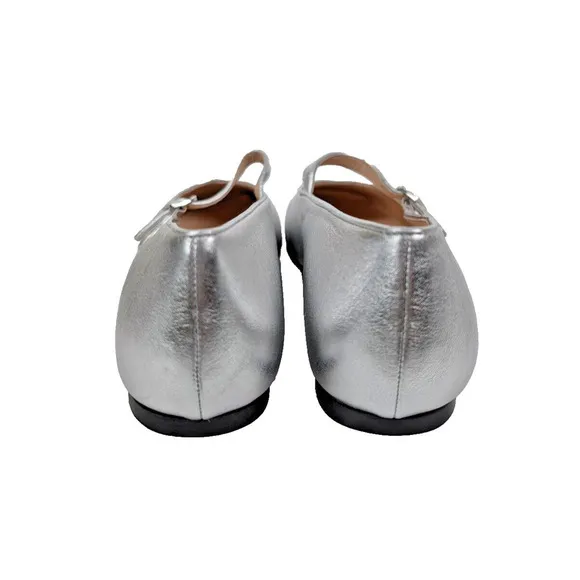 J. Crew Anya Mary Jane Flats 11 Silver Square Toe Slip On Balletcore