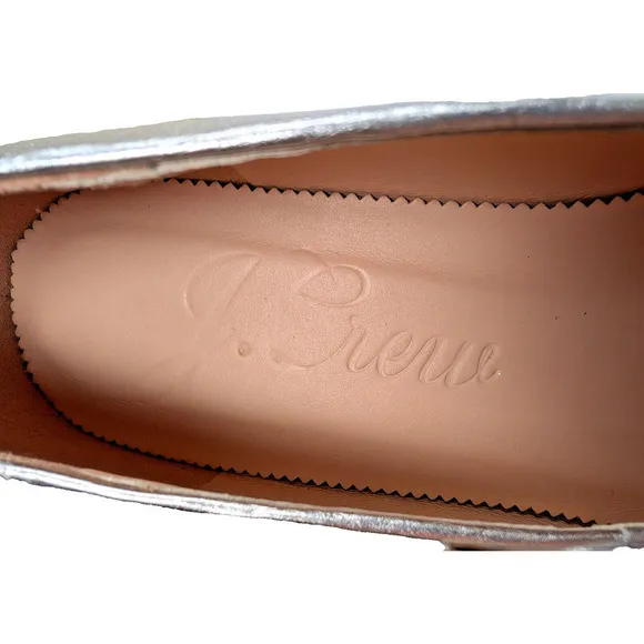 J. Crew Anya Mary Jane Flats 11 Silver Square Toe Slip On Balletcore