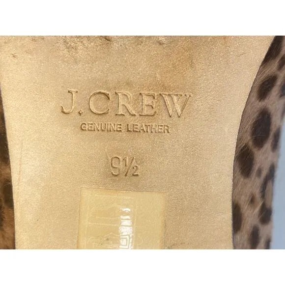 J. CREW COLLECTION LOAFERS 9.5 LEATHER CALF HAIR CHEETAH ACADEMY FLATS G8985