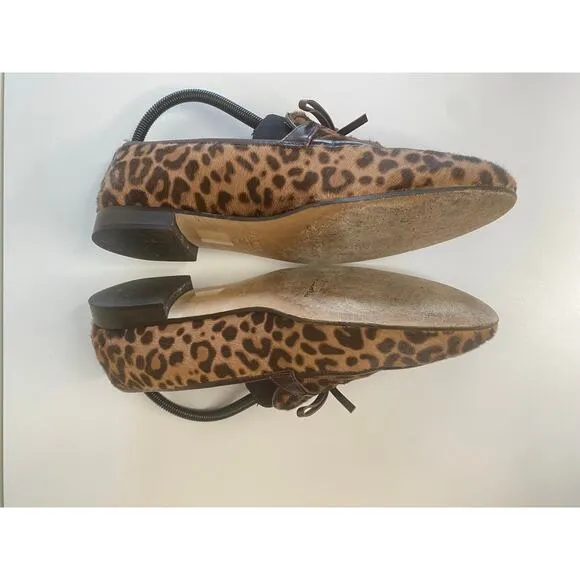 J. CREW COLLECTION LOAFERS 9.5 LEATHER CALF HAIR CHEETAH ACADEMY FLATS G8985