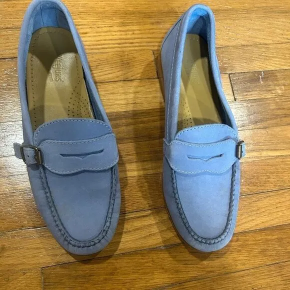 J. Crew G.H. Bass Weejuns Bass Bella Nubuck Blue Suede Leather Penny Loafers