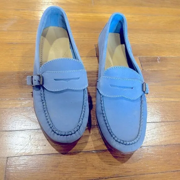 J. Crew G.H. Bass Weejuns Bass Bella Nubuck Blue Suede Leather Penny Loafers