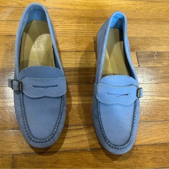 J. Crew G.H. Bass Weejuns Bass Bella Nubuck Blue Suede Leather Penny Loafers
