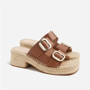 J Crew Made-in-Spain block-heel espadrilles in leather CA017