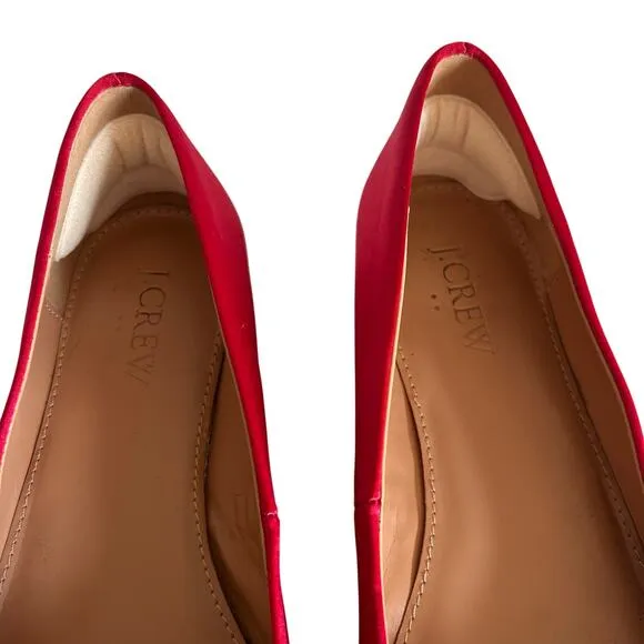 J. Crew Pointy Toe Crystal Flats Ruby Red Sz 6 1/2 Old Money Office