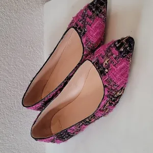 J. Crew Pointy Toe Flat In Tweed, Fresh Berry, 10.5