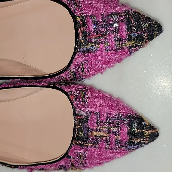J. Crew Pointy Toe Flat In Tweed, Fresh Berry, 10.5