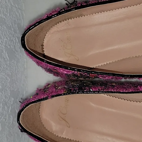 J. Crew Pointy Toe Flat In Tweed, Fresh Berry, 10.5