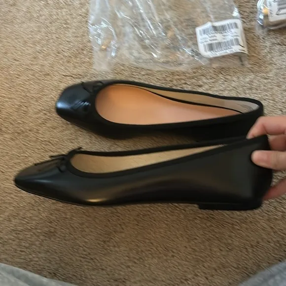 J Crew Quinn square-toe ballet flats in leather BX873