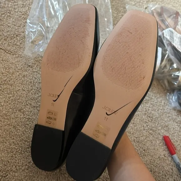 J Crew Quinn square-toe ballet flats in leather BX873