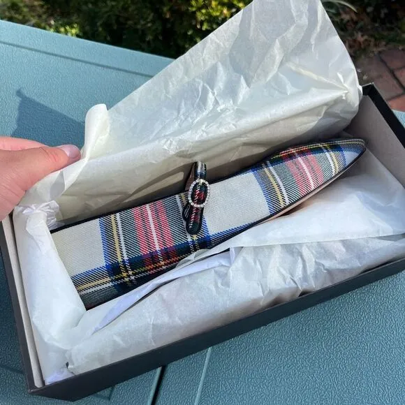 J Crew Snowy Stewart Tartan Mary Jane Flats NWT