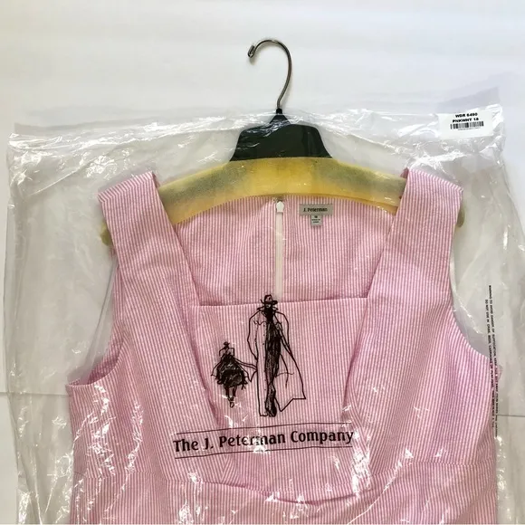 J. Peterman Florentine Pink Seersucker Sleeveless Summer Dress Size 18 NWT