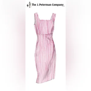 J. Peterman Florentine Pink Seersucker Sleeveless Summer Dress Size 18 NWT