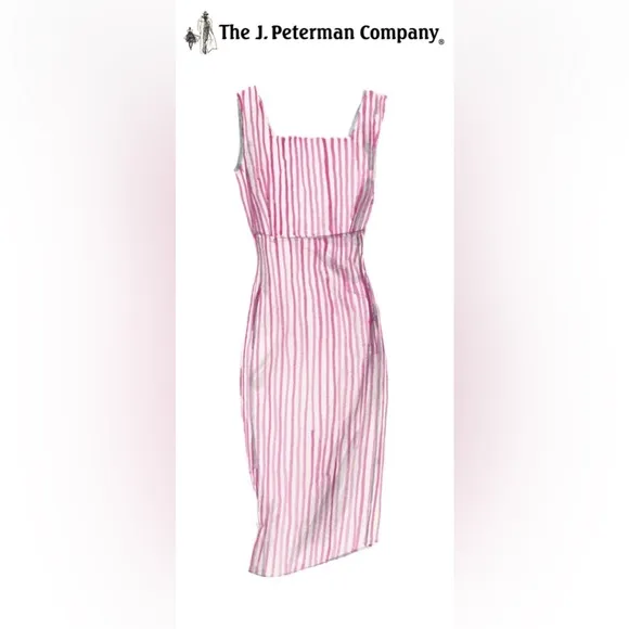 J. Peterman Florentine Pink Seersucker Sleeveless Summer Dress Size 18 NWT