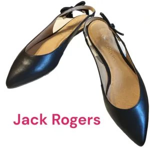 Jack Rogers black leather shoes size 8 Women's Serena Slingback Flats