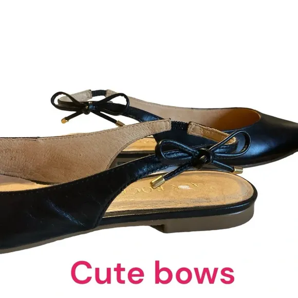 Jack Rogers black leather shoes size 8 Women's Serena Slingback Flats