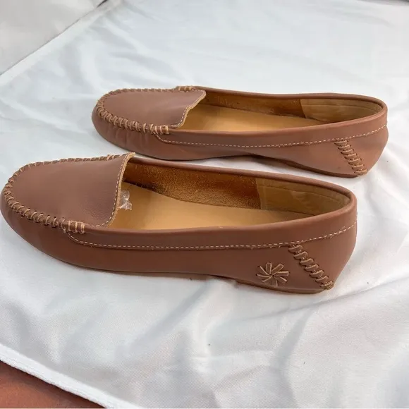 JACK ROGERS Women's Millie Leather Moccasin Mocs Flat Shoes Loafers Brown Sz 8