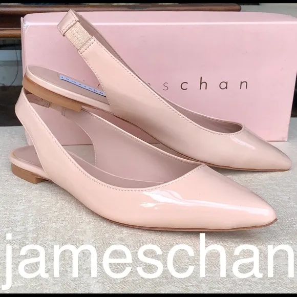 JAMES CHAN Nakasey sling back patent flats LIGHT PINK