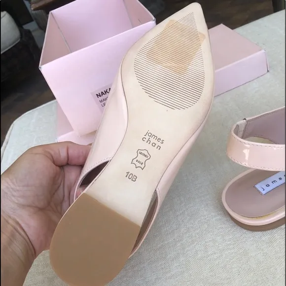 JAMES CHAN Nakasey sling back patent flats LIGHT PINK
