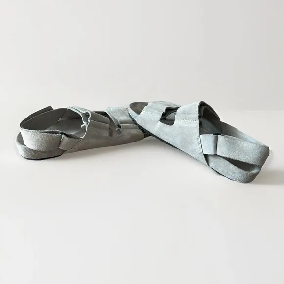 James Perse double touch-strap sandals Gray Suede W 10. Adjustable Soft Support