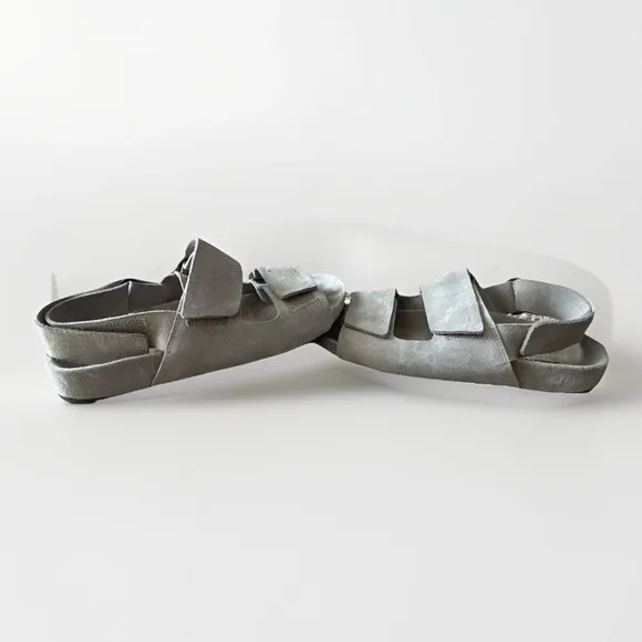 James Perse double touch-strap sandals Gray Suede W 10. Adjustable Soft Support