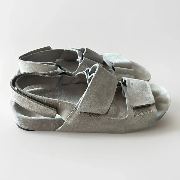 James Perse double touch-strap sandals Gray Suede W 10. Adjustable Soft Support