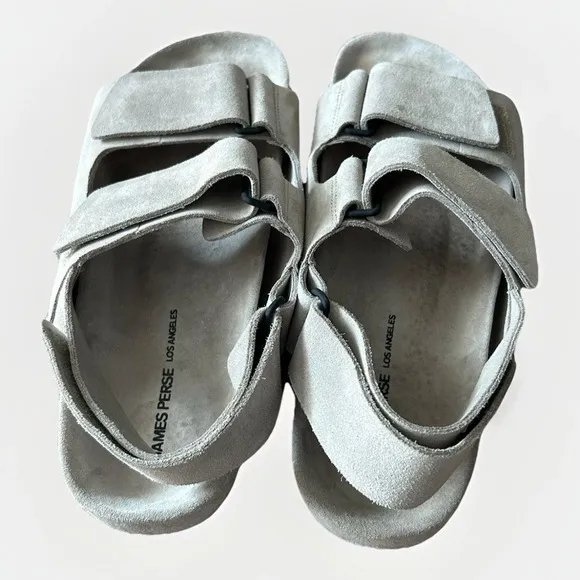 James Perse double touch-strap sandals Gray Suede W 10. Adjustable Soft Support