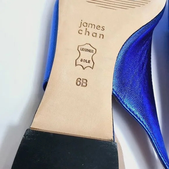 James Chan Nakasey Blue Metallic Sling Back Flat Size 6 Size 9 NWOB