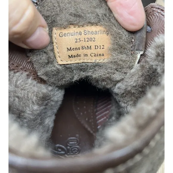 J&amp;M 1850 Johnston &amp; Murphy Brown Ankle Boots Shoes Mens Shearling Fur Wool 8.5 M