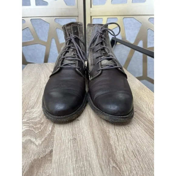 J&amp;M 1850 Johnston &amp; Murphy Brown Ankle Boots Shoes Mens Shearling Fur Wool 8.5 M