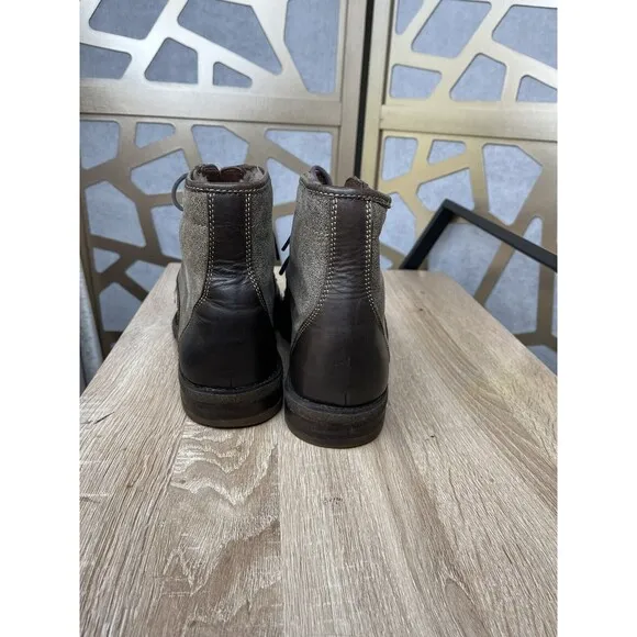 J&amp;M 1850 Johnston &amp; Murphy Brown Ankle Boots Shoes Mens Shearling Fur Wool 8.5 M
