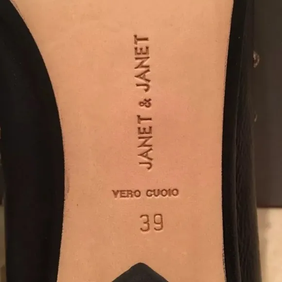 JANET &amp; JANET Leather Open Toe Ballet Flats NEW!