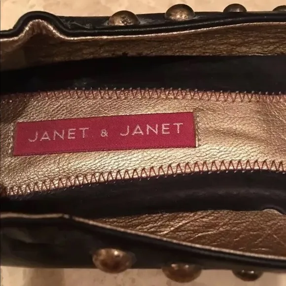 JANET &amp; JANET Leather Open Toe Ballet Flats NEW!