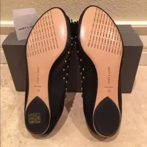 JANET &amp; JANET Leather Open Toe Ballet Flats NEW!