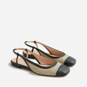 Jcrew Anya Slingback Flats In Italian Linen - 6 - Khaki Black